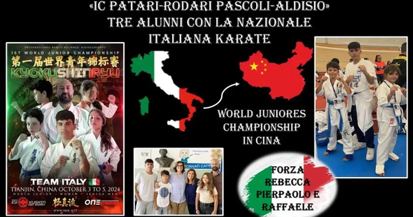Catanzaro, 3 alunni dell'Ic 'Patari-Rodari-Pascoli-Aldisio' convocati dalla Nazionale italiana Karate images Catanzaro, 3 alunni dell'Ic 'Patari-Rodari-Pascoli-Aldisio' convocati dalla Nazionale italiana Karate