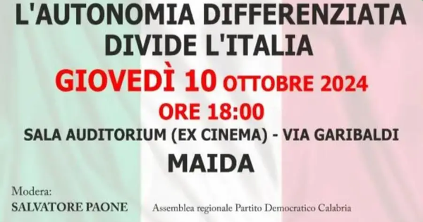 Autonomia differenziata, incontro del Pd a Maida images Autonomia differenziata, incontro del Pd a Maida