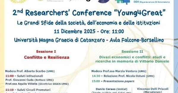 L'Università “Magna Græcia” di Catanzaro ospiterà anche quest’anno la Researchers' Conference “Young4Great” images L'Università “Magna Græcia” di Catanzaro ospiterà anche quest’anno la Researchers' Conference “Young4Great”