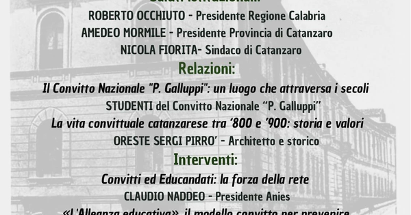 Viaggio nella memoria con “Cento anni di storia dei Convitti Nazionali: il Galluppi a Catanzaro” images Viaggio nella memoria con “Cento anni di storia dei Convitti Nazionali: il Galluppi a Catanzaro”