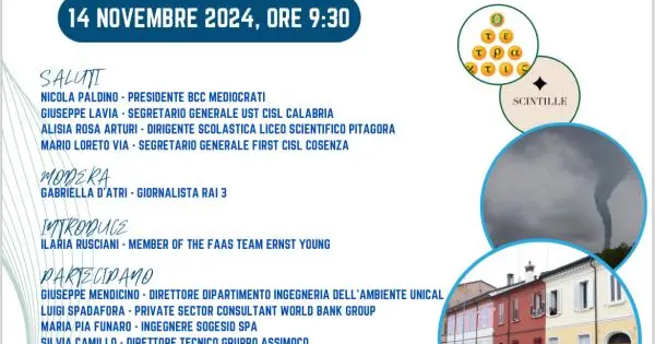 A Cosenza si discute di “Gestione proattiva del rischio legato al cambiamento climatico” images A Cosenza si discute di “Gestione proattiva del rischio legato al cambiamento climatico”