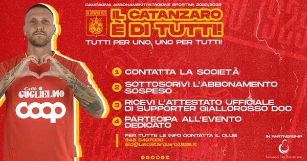 images L’Us Catanzaro per il sociale: arriva l’abbonamento sospeso