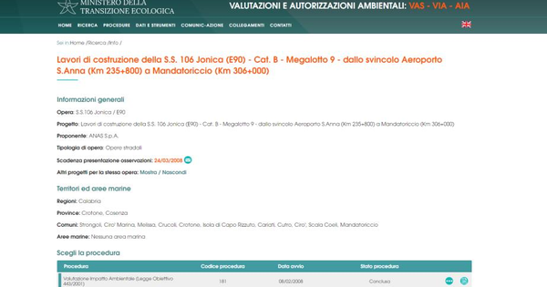 images Nuova s.s. 106. L'Associazione "Basta Vittime": "Al momento non vi è alcun finanziamento per avviare i lavori di un progetto ancora da definire"