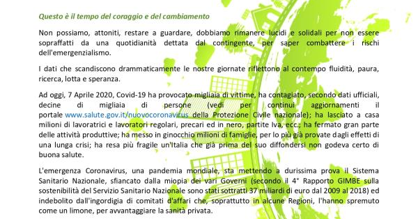 Coronavirus. Associazioni e movimenti di tutta Italia si rivolgono al Governo per chiedere misure immediate e coraggiose images Coronavirus. Associazioni e movimenti di tutta Italia si rivolgono al Governo per chiedere misure immediate e coraggiose