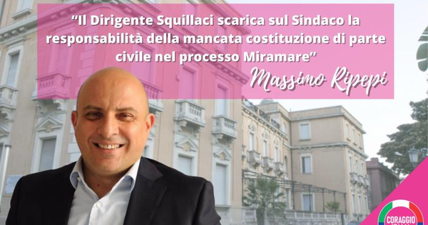 Reggio Calabria, Ripepi (Coraggio Italia): "Il dirigente Squillaci scarica su sindaco responsabilità mancata costituzione parte civile" images Reggio Calabria, Ripepi (Coraggio Italia): "Il dirigente Squillaci scarica su sindaco responsabilità mancata costituzione parte civile"