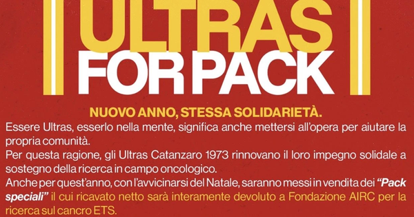 Ultras Catanzaro, Natale di solidarietà: tornano i “Pack speciali” a sostegno della ricerca oncologica images Ultras Catanzaro, Natale di solidarietà: tornano i “Pack speciali” a sostegno della ricerca oncologica